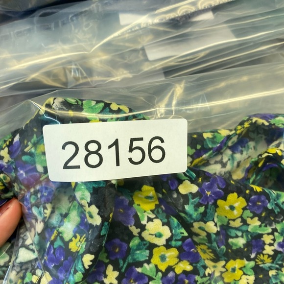 Zara Top Womens Small Oversized Button Up Long Bishop Sleeve Ditsy Yellow Blue - Picture 15 of 15